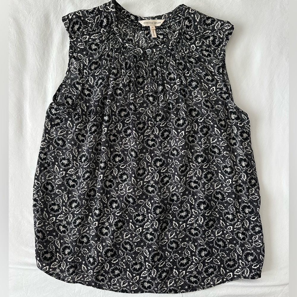Rebecca Taylor Silk Floral Keyhole Blouse Size 0